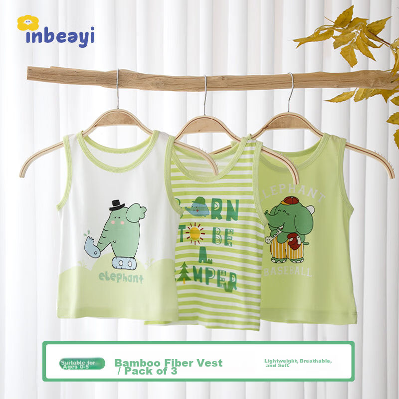 Yingbeiyi 3-Pack Children's Summer Vest Thin Breathable A-Class Sleeveless Tank Top for Boys and Girls Baby