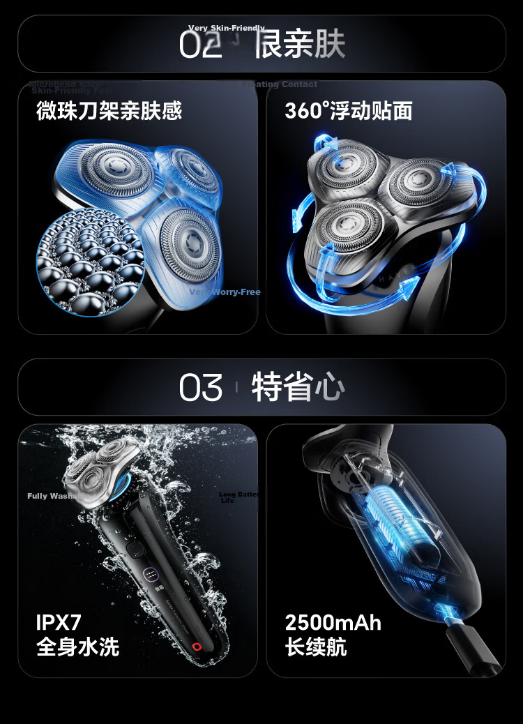 JD Jingzao Electric Shaver High-End Flagship S7 Smart Pressure-Sensing Electric Razor Long Battery Life Fully Washable Gift for Boyfriend Dad Husband Birthday 4