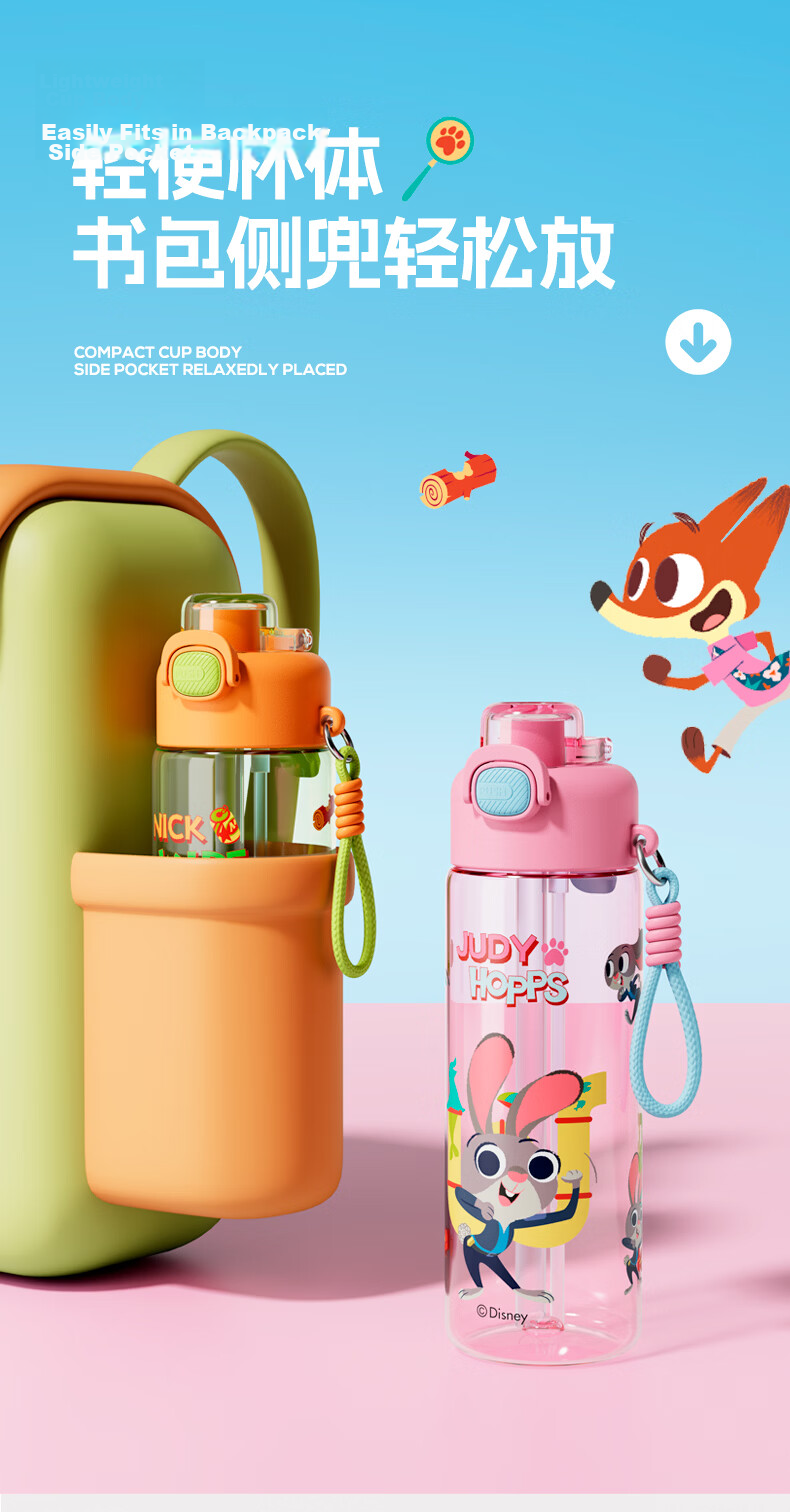 Disney Kids Spray Water Bottle with Straw High Temperature Resistant Stylish Summer School Use for Boys and Girls Elementary Students 10