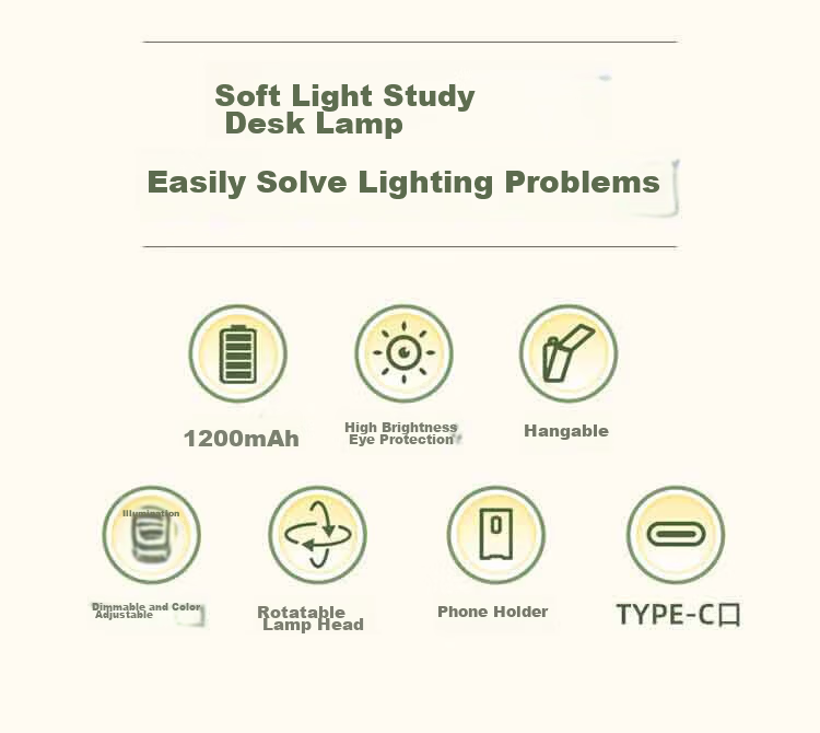 Heart LocK Rechargeable Desk Lamp Eye Protection Study Bedroom Bedside Dormitory Student Portable Foldable Small Desk Lamp Ultra-Long Battery Life 3