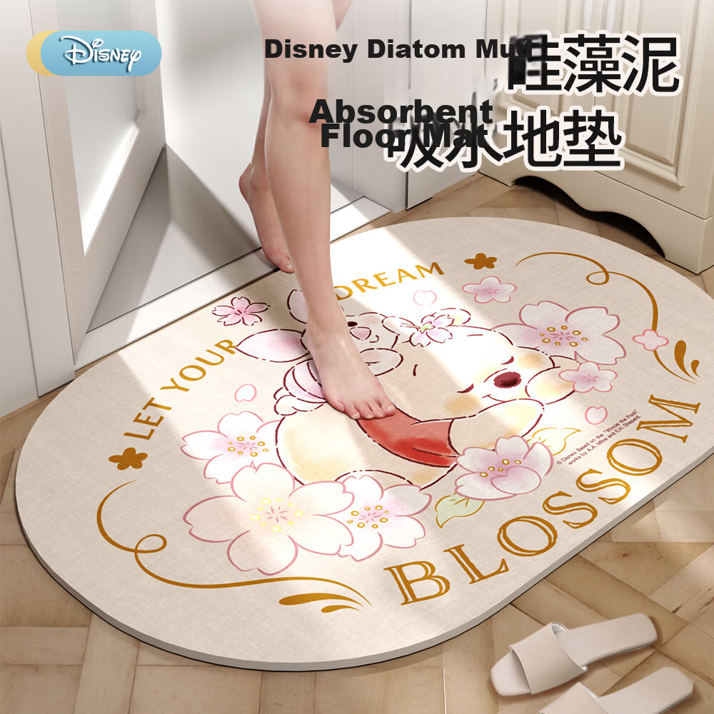 Disney Bathroom Non-Slip Quick-Dry Absorbent Diatom Mud Floor Mat Toilet Doorway Water-Absorbing Dry Foot Mat WN50