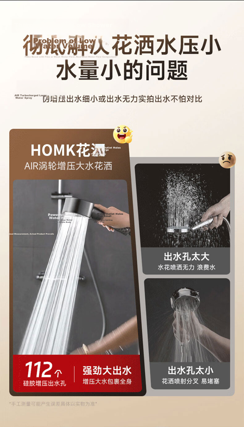 HOMK Seiko Shower Head Set with Hose, High-Pressure Shower Sprayer, New Model 4