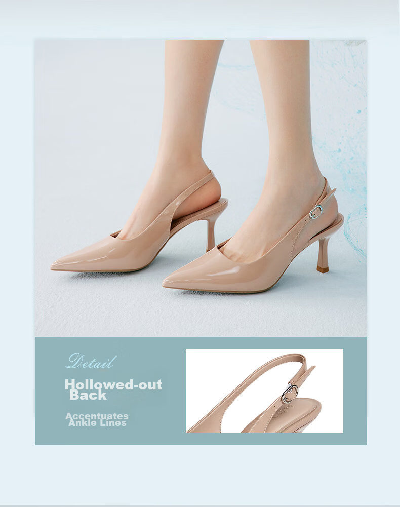 BASTO Elegant Nude Pointed Toe Stiletto High Heel Backless Sandals CU712BH6 9
