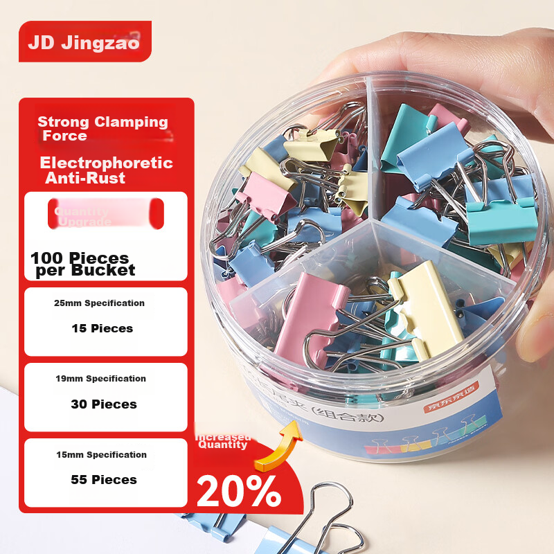 JD Jingzao Colored Long Tail Clip Combo Pack 100pcs Upgraded Metal Paper Clips Document Clips Office Supplies Real Value Series