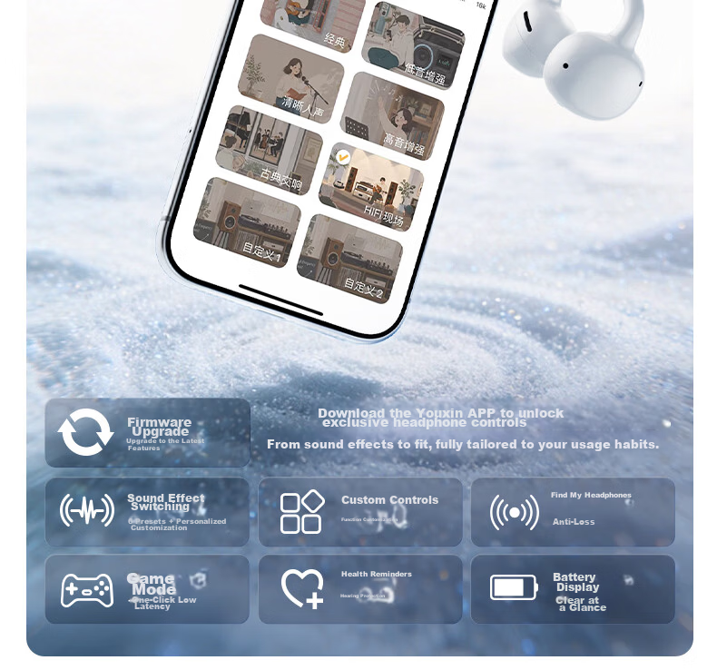 Moxin [Zero Sensation Wear | True AI Interaction] Clip-on Noise Cancelling Bluetooth Earphones Open-type True Wireless Long Battery Life Sports Gaming Call Compatible with Apple Huawei White 28