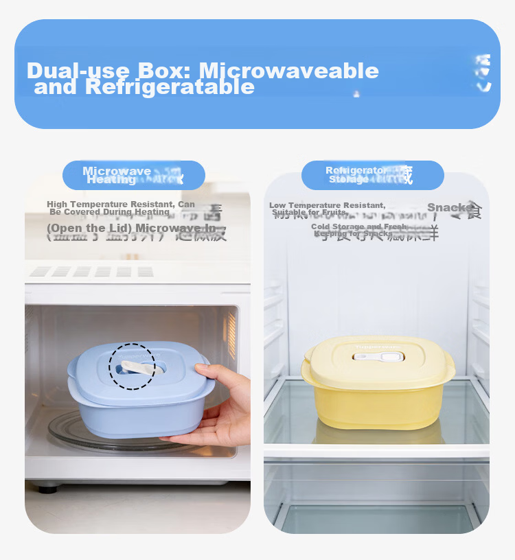 Tupperware Microwave Stackable Slim Square Box 500ml Heating Lunch Box Portable Bento Soft Pink for Students and Office Workers 5