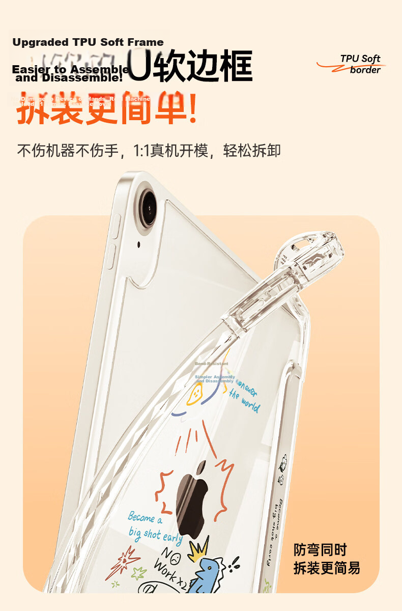 Uston Compatible Apple iPad 9 Case iPad 8 Cover 2021 Model Full Protection Soft TPU 10.2 Inch Airbag Shockproof Acrylic Anti-Bend Tablet Case 6