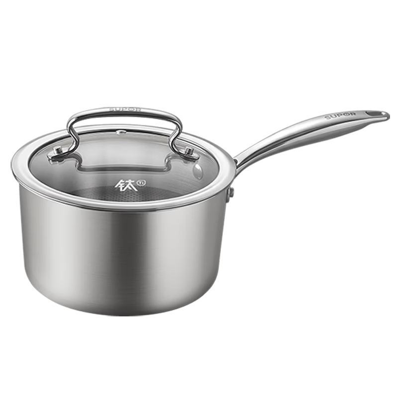 SUPOR JD Exclusive Pure Titanium Milk Pot Non-Coated Lightweight Non-Stick 100% Pure Titanium Plate Milk Pot 18cm Compatible with All Stoves