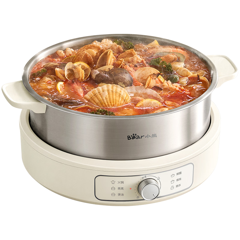 Bear 0-Coating Electric Hot Pot, 6L Stainless Steel Multi-Functional Electric Cooker for 5-8 People, Detachable and Easy to Clean, Model 60M5