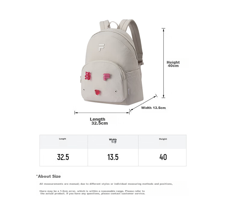 FILAFUSION FILA Trendy Women's Backpack Autumn Fun Double-Shoulder Laptop School Bag 14