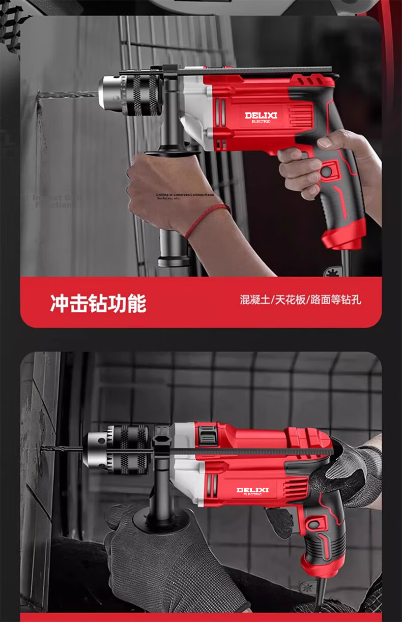 DELIXI Household 220V Impact Drill Small Multifunction Lightweight Impact Hammer Cordless Electric Power Drill 17