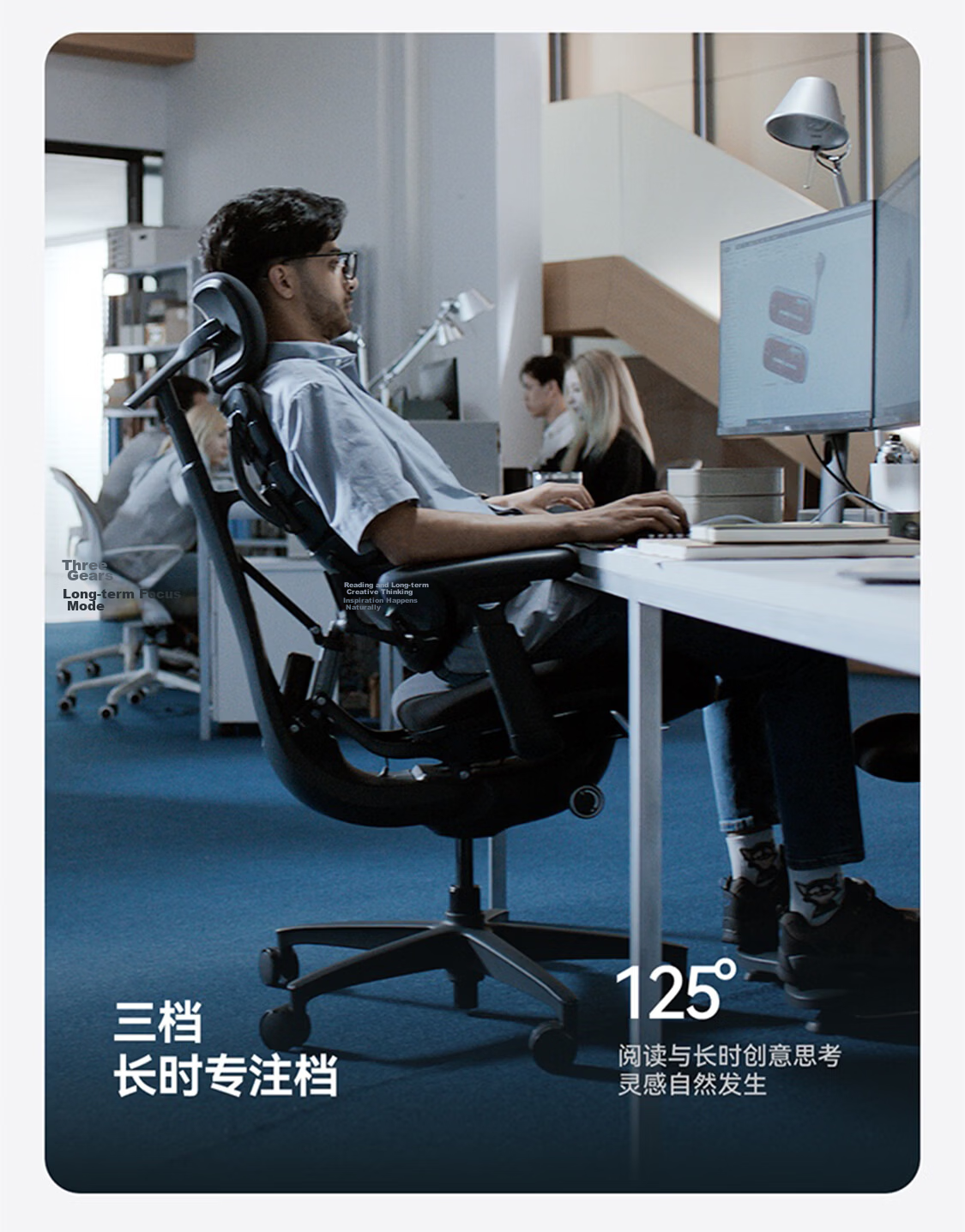 LiberNovo Qingxian OC1 Pro Extended Graphite Gray Dynamic Ergonomic Gaming Office Computer Chair 30