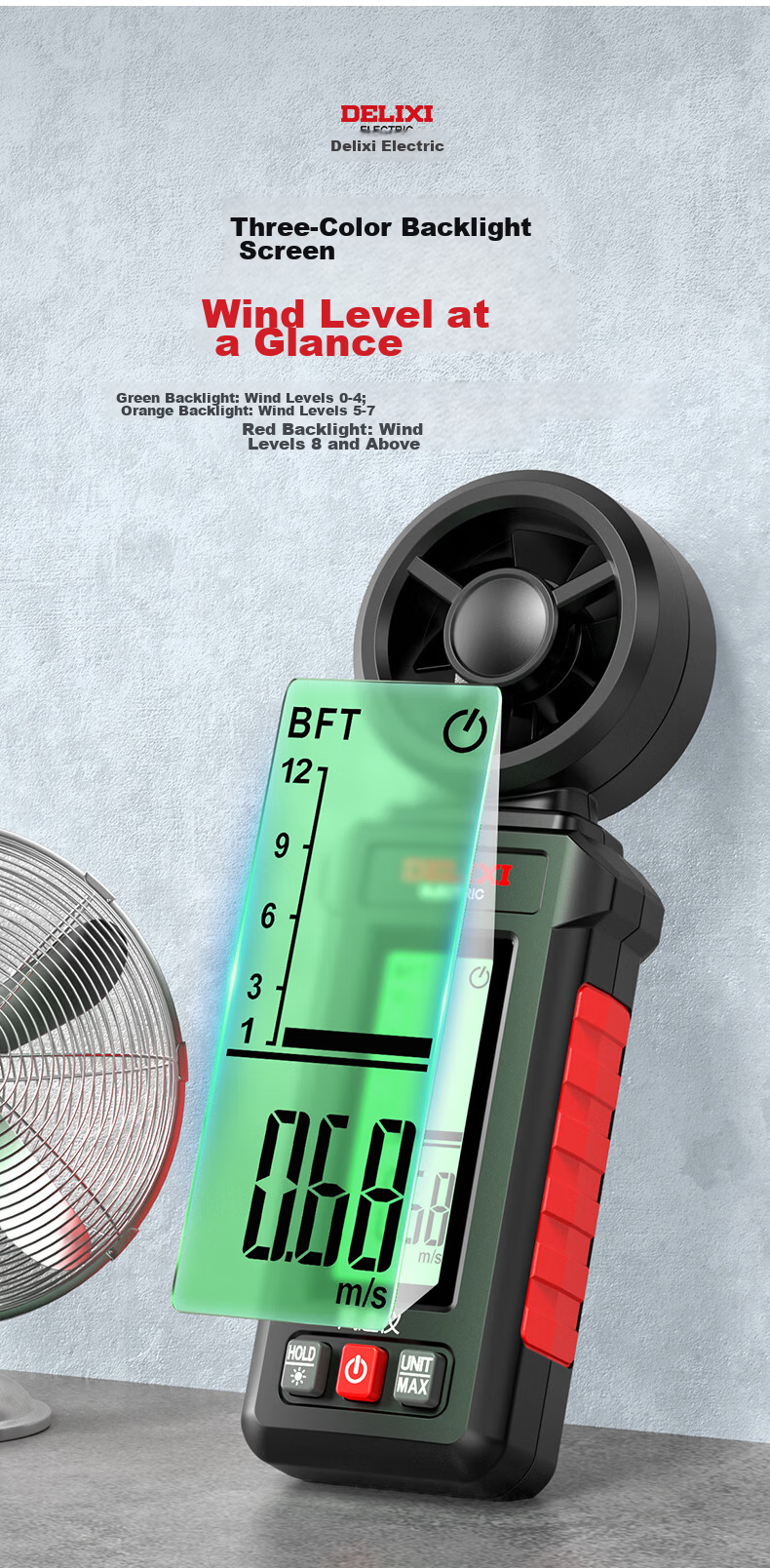 Delixi Electric Anemometer High-Precision Portable Handheld Wind Speed Meter 6