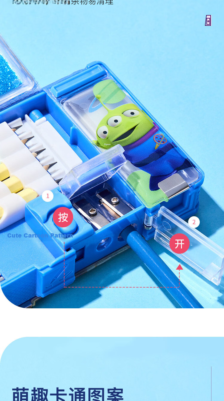 Disney Toy Story Kids Boys Girls Multifunctional Plastic Pencil Case Double-layer Pen Bag School Supplies Graduation Gift 7