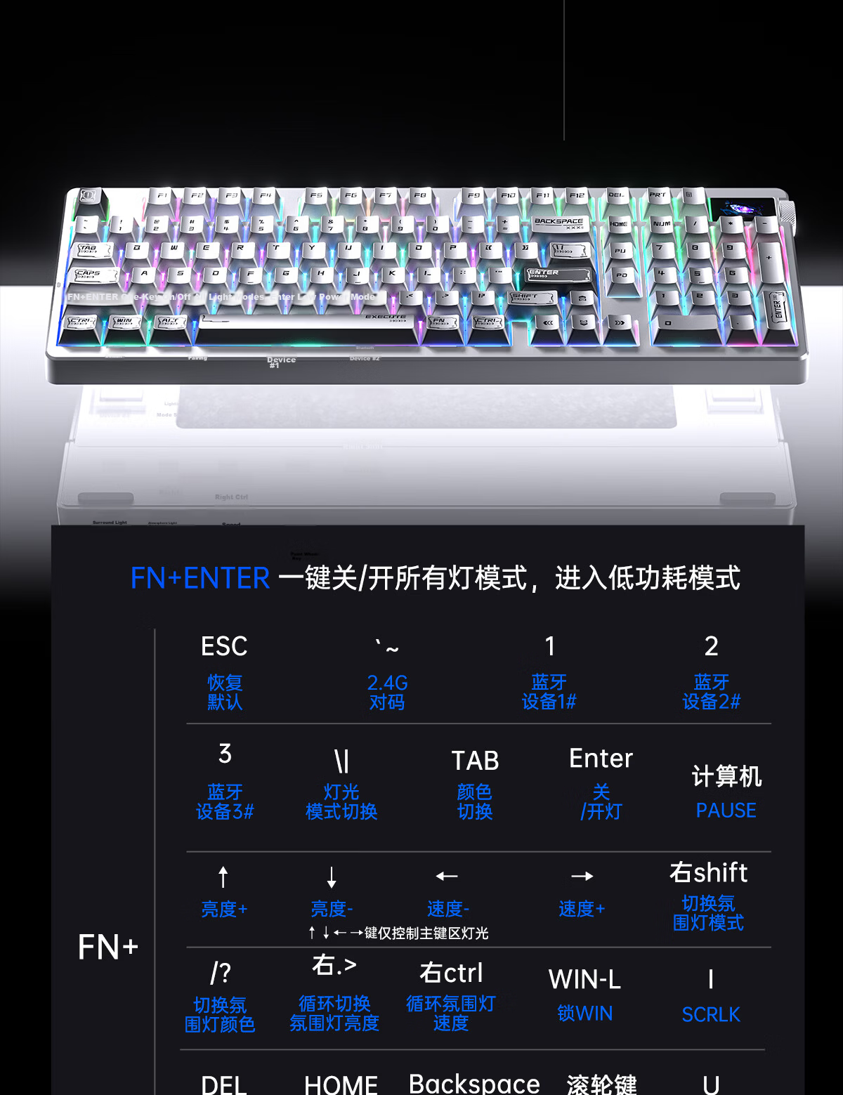 AULA Nova98 Gasket Structure Mechanical Keyboard Custom Dual 8K Tri-Mode Wireless Wired Bluetooth 99-Key Hot-Swappable Gaming Office Moon Rock Gray 19