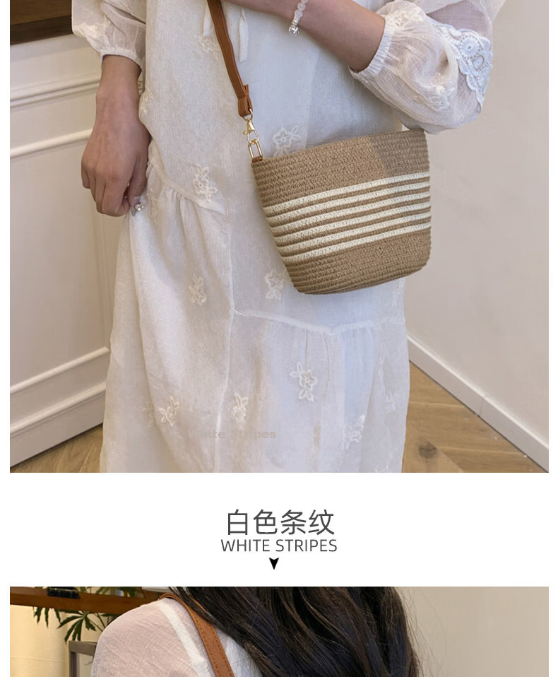 Love Sea Woven Crossbody Bag for Women Straw Bucket Beach Bag Birthday Gift for Girlfriend Wife Premium Feel 10