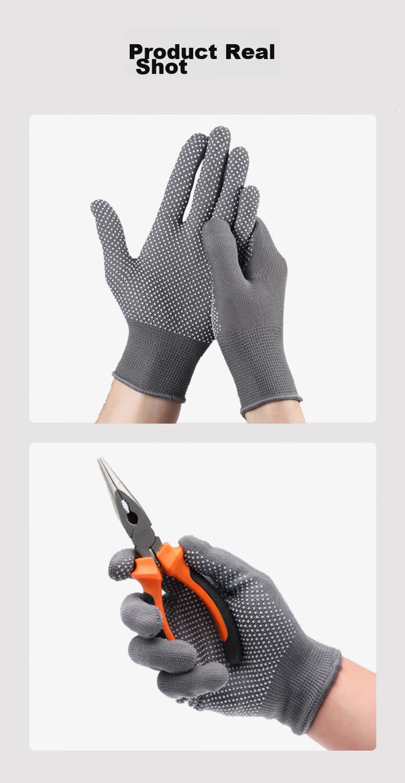 Wusjing Dot Glue Wear-Resistant Work Gloves 12 Pairs Cotton Linen + Dot Glue Anti-Slip Durable Yellow Maintenance Mechanical Construction Gloves 13