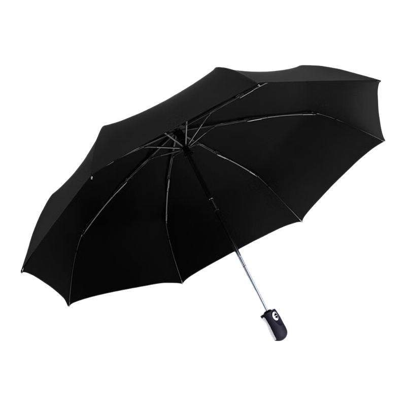 Tiantang Umbrella Fully Automatic 3-Fold Sun and Rain Umbrella, 8-Rib Reinforced Black Coating, UV Protection, One-Button Open/Close, Quick Dry, Minimalist Black