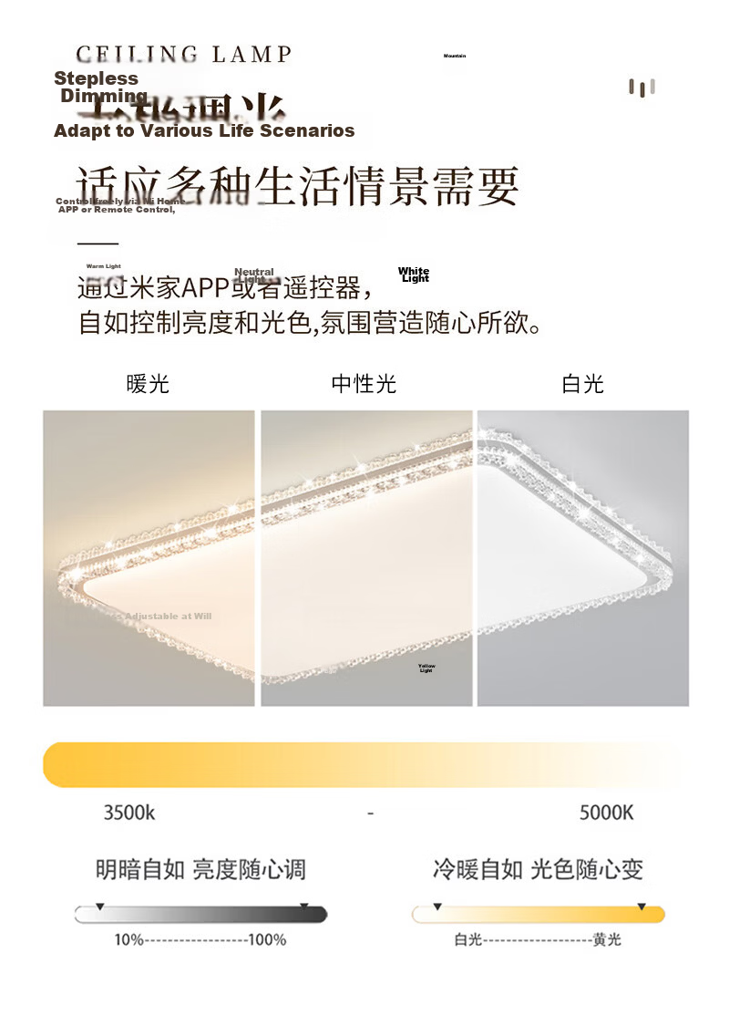 NVC LED Full Spectrum Smart High CRI Eye Protection Bedroom Ceiling Light [Full Spectrum Yuelan] 60W Smart Control 10