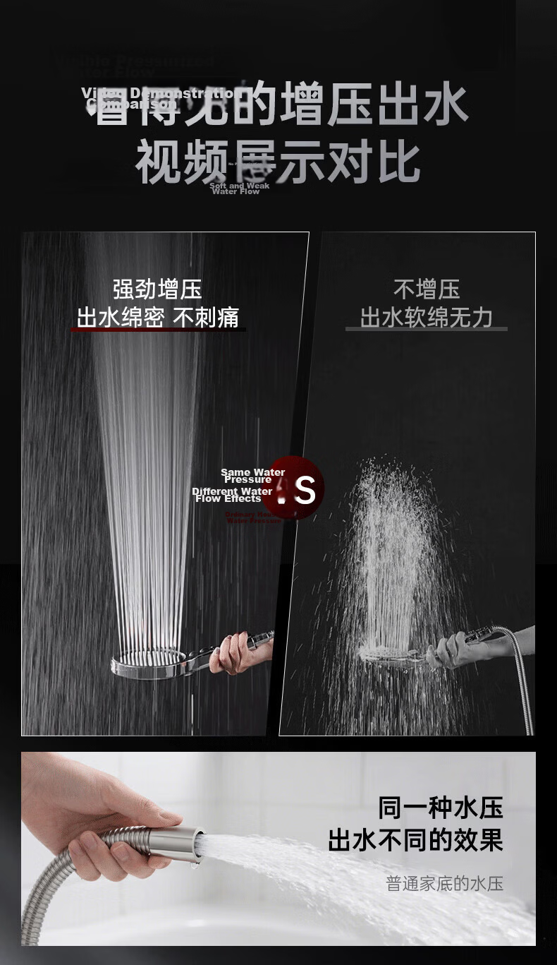 JROR [Seiko] Pressurized Shower Head Large Panel Four-Mode Water Outlet Bathroom Shower Head Spray 2
