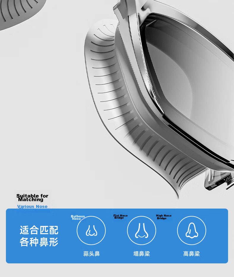 ANTA Ling Tong Eye Racing Prescription Swimming Goggles Professional Anti-Fog Unisex Hacker Light Flow 500° 20