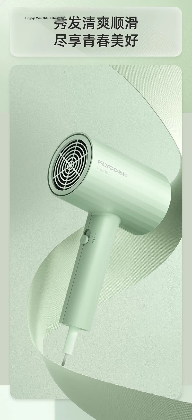 Flyco FH6296 Home Hair Dryer Powerful Wind Hair Care Quick Drying Portable Travel Gift Birthday Holiday Present 3