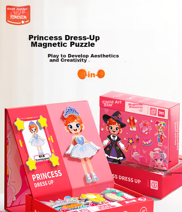 Jupiter Princess Dress-Up Magnetic Puzzle Educational Toy for Children Ages 3-6 Creative Magnetic Stickers Early Learning Girl Birthday Gift 1