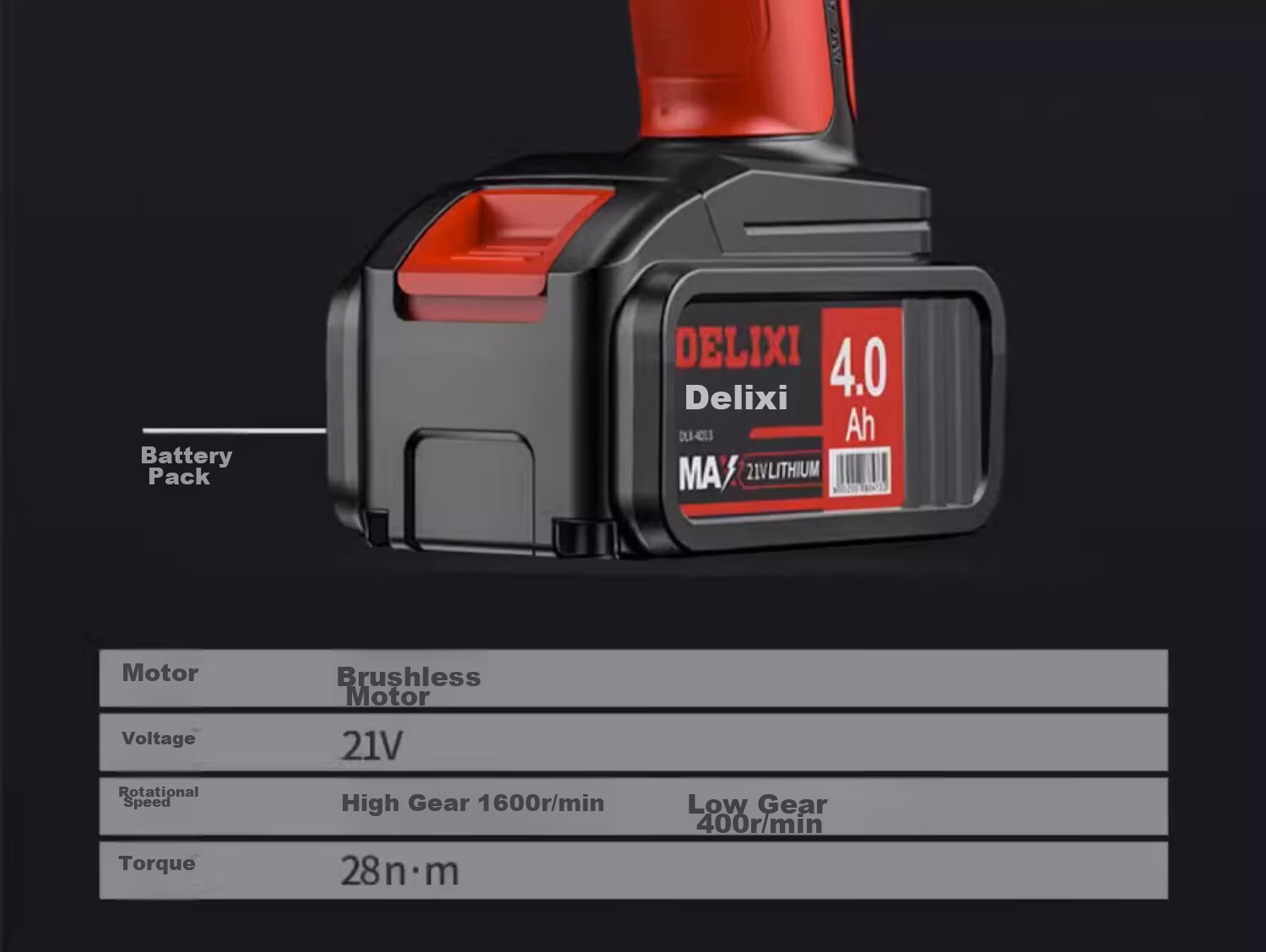 Delixi Electric 16.8V Brushless Cordless Lithium Battery Hand Drill Electric Screwdriver Tool Kit 38