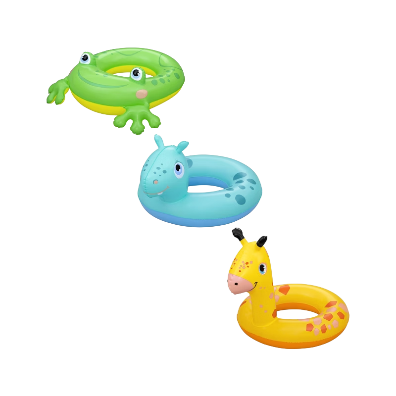 Bestway Kids Inflatable Swim Ring Thickened Float Lifebuoy Anti-Tip Baby Swimming Ring Hippo Design