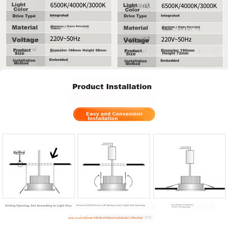 Foshan Lighting (FSL) LED Recessed 4-Inch Downlight 12W Non-Main Ceiling Light 12cm Cutout Aluminum White Light (6500K) White Jade Silver Edge 13