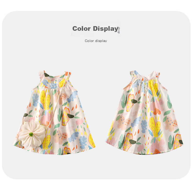 VOONLIE Girls Summer Dress 2026 New Children's Princess Dress Stylish Baby Sleeveless Dress Summer 4