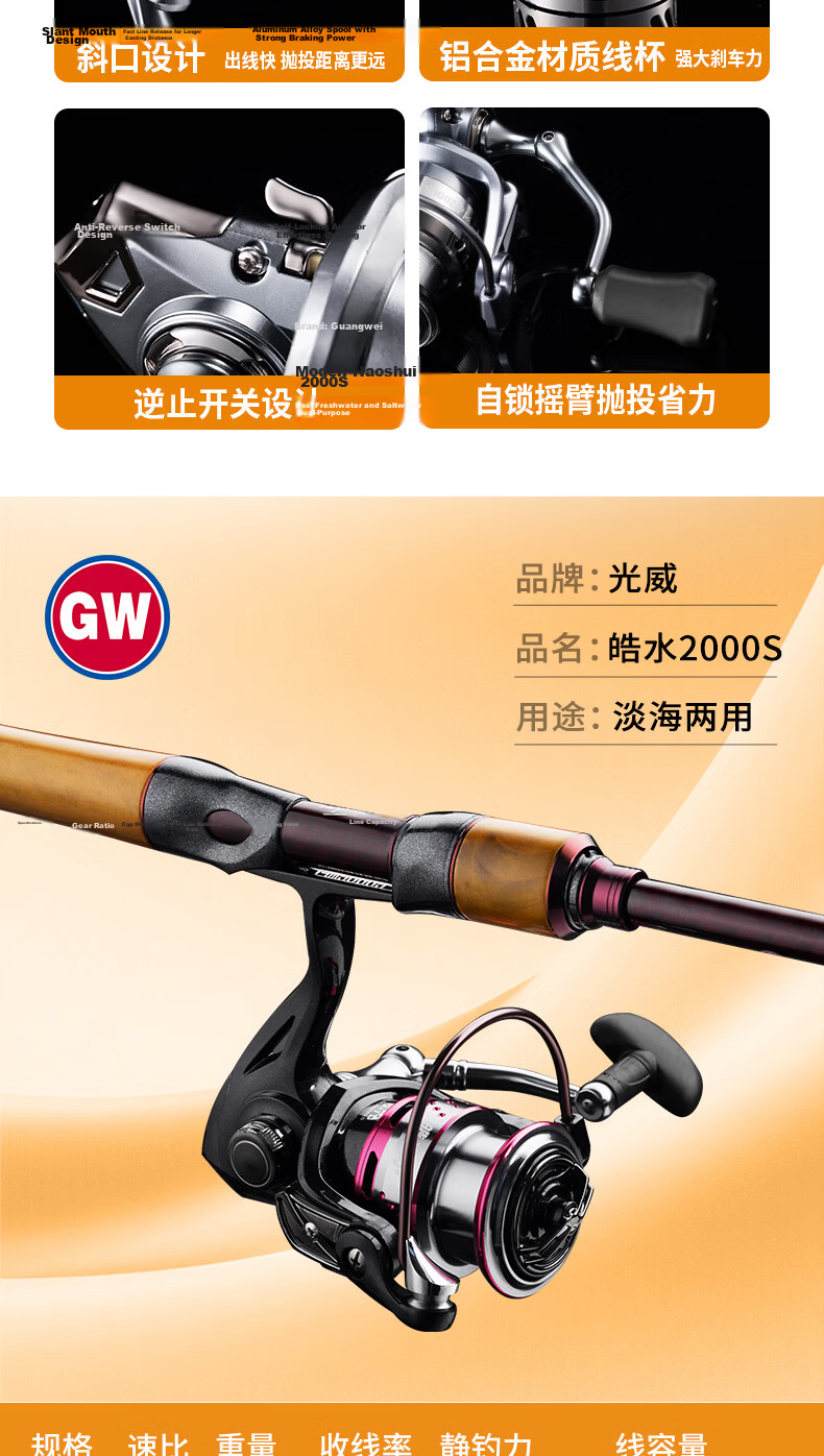 Guangwei Swordman Telescopic 26cm Mini Travel Portable Lure Rod Set with Cliff Cypress Wood Handle 1.5UL + Guangwei Fishing Reel 15
