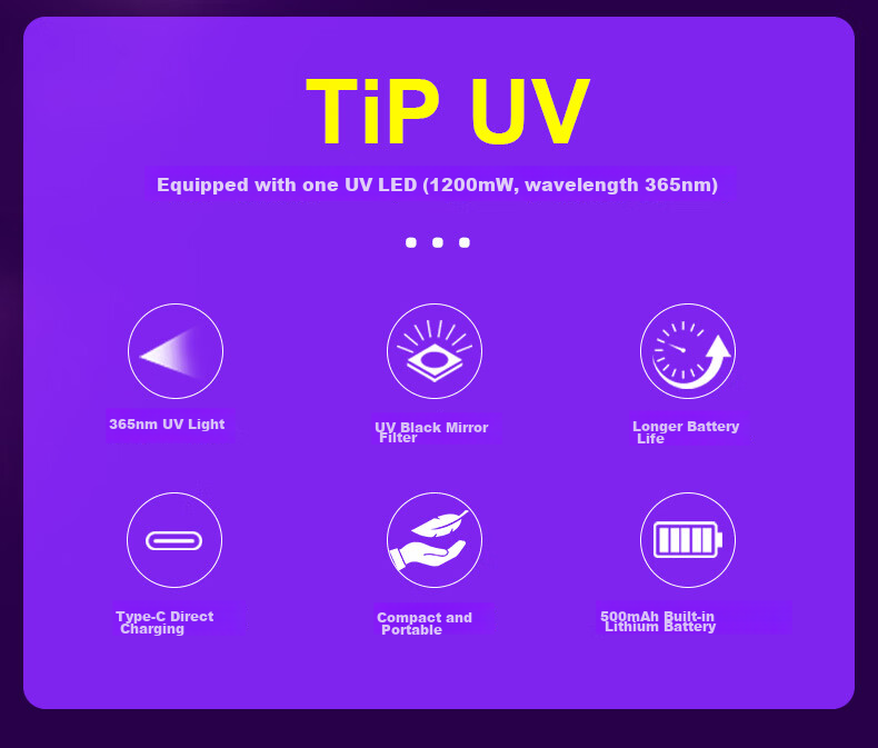 NITECORE TiP UV Purple Light Professional Jade Identification Mini Flashlight Fluorescent Agent Detection 365nm Currency Verification Lichen Lamp 2