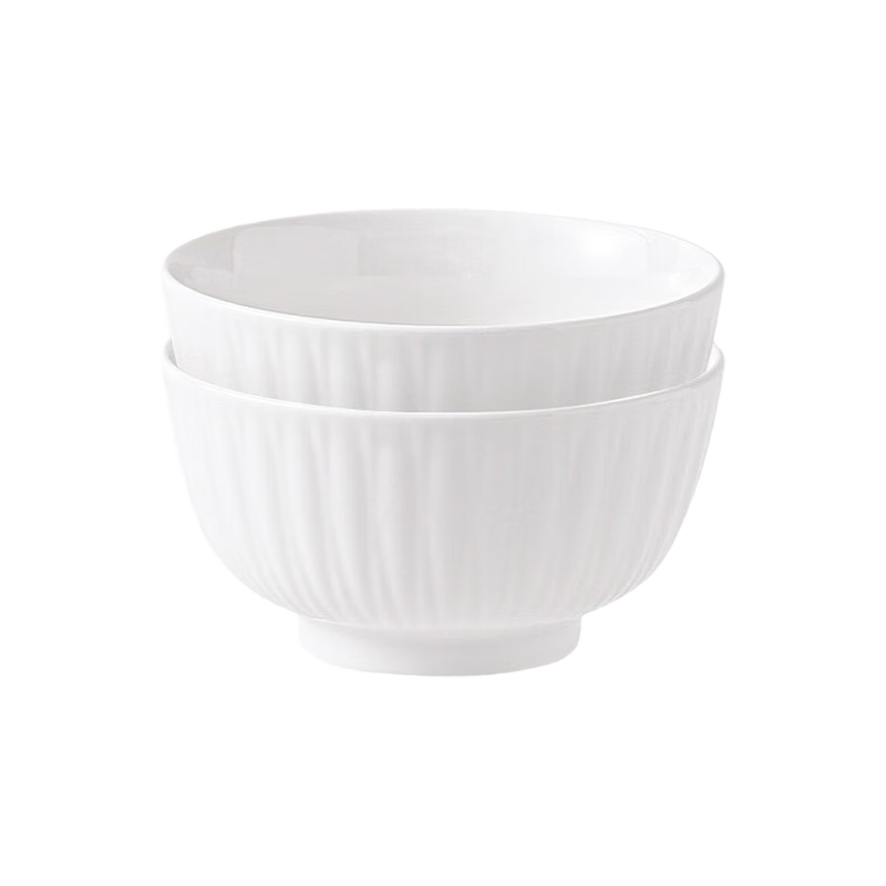 Huaqingge Ceramic Noodle Bowls, High Aesthetic Value, Pure White Embossed Simple Elegant Petal Pattern, 6 Inches, Set of 2, Suitable for Microwave And Dishwasher