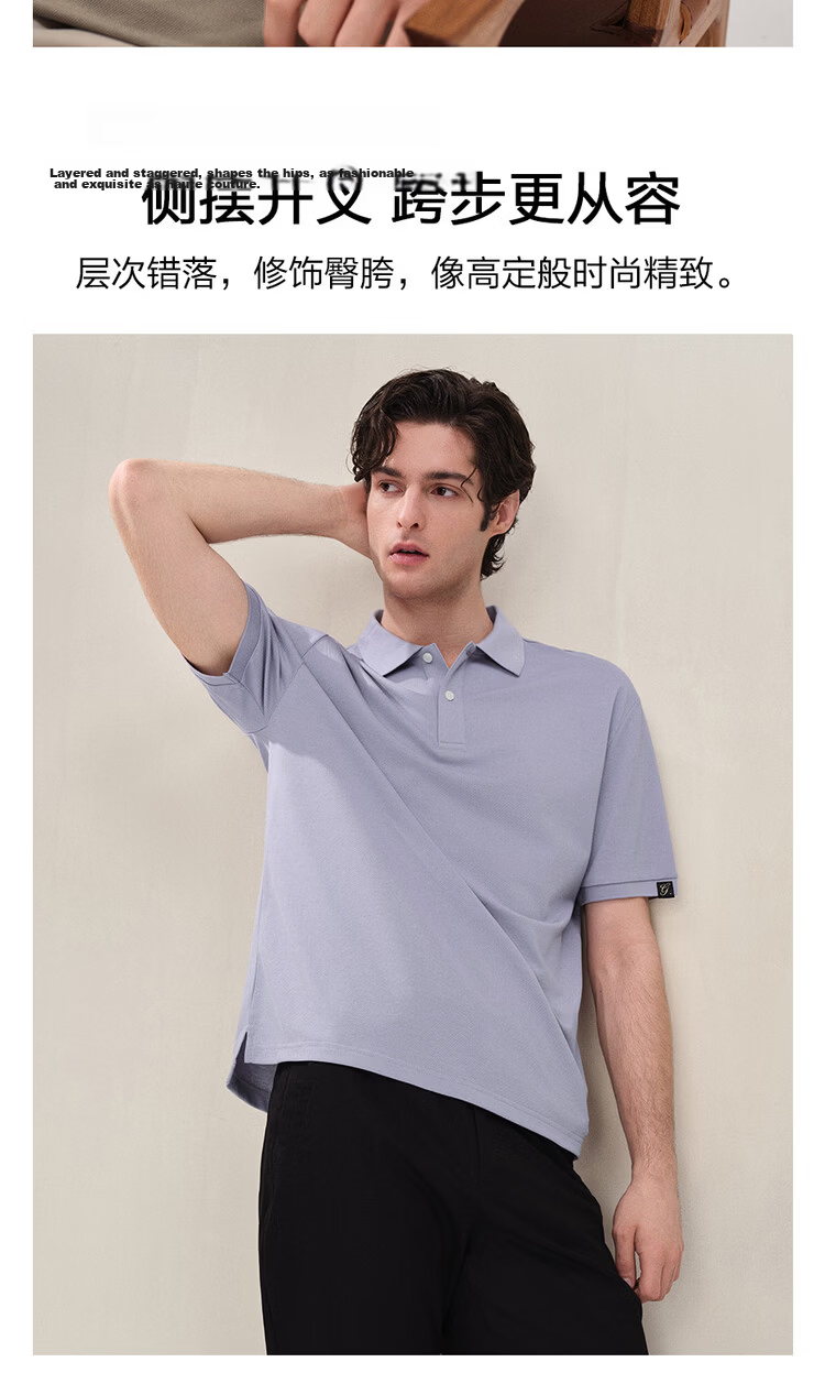 Giordano G+ 2026 Summer New Lyocell Mulberry Silk Loose Split Short Sleeve Polo Shirt Men 01016465 10