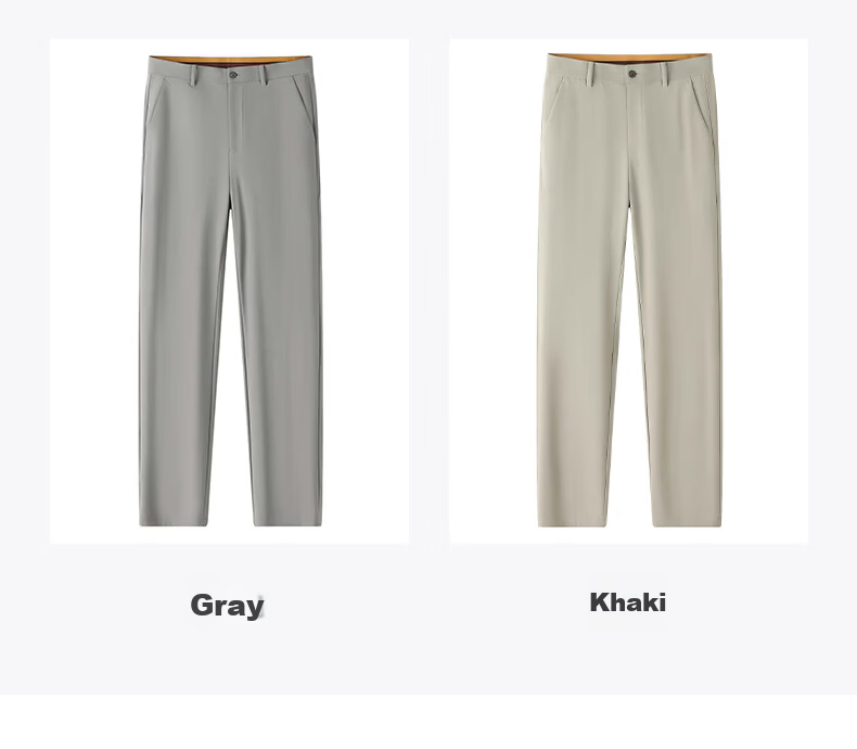 Romon High Elastic Wrinkle-Resistant Men's Summer Business New Ice Silk Thin High-End Straight-Leg Suit Casual Pants 16