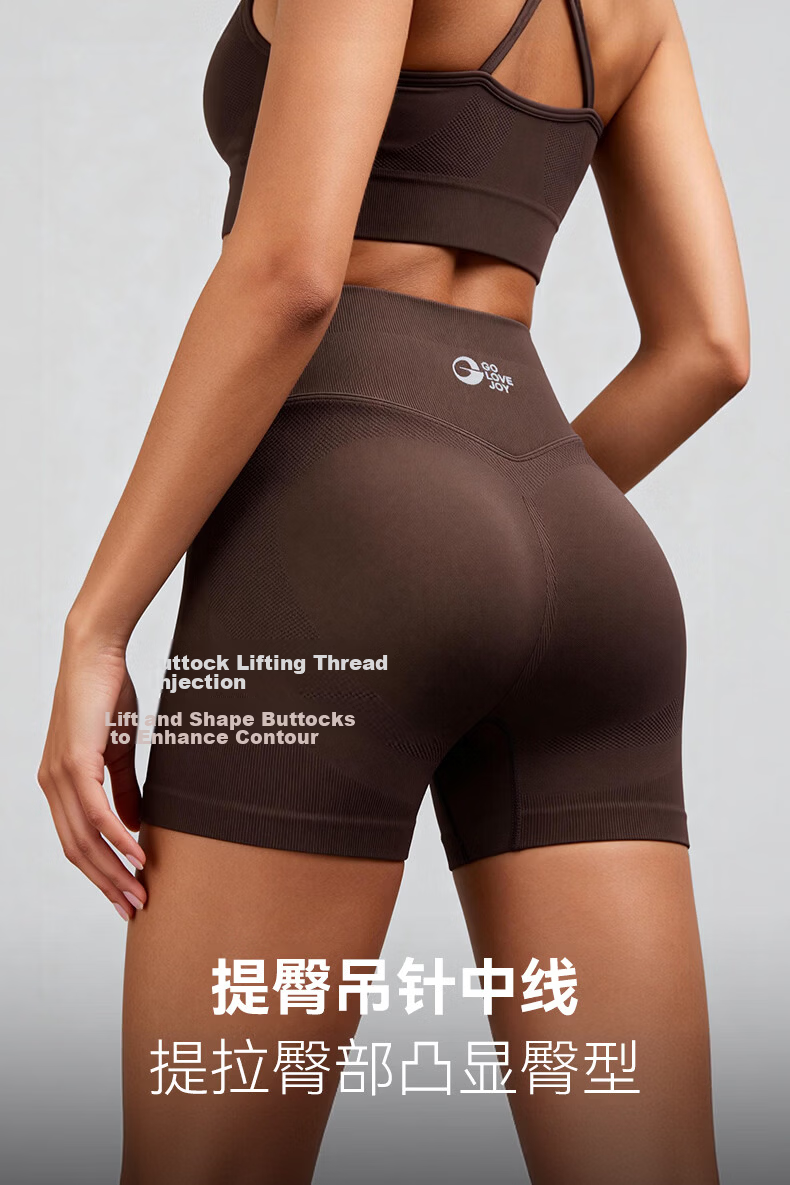 GOLOVEJOY High Waist Hip-Lifting Yoga Shorts High Elastic Quick-Dry Tight-Fitting Sports Fitness Shorts Black M 5