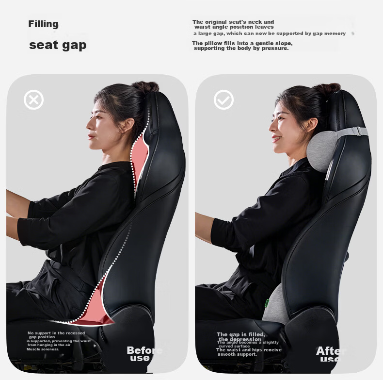 CICIDO Car Headrest and Lumbar Support Set Neck Protection Pillow Seat Cushion Car Neck Pillow Waist Support Cushion Lumbar Pad 3