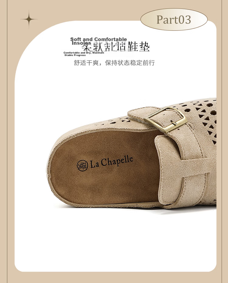La Chapelle Women's Birkenstock Style Summer Hollow Breathable Soft Sole Retro Outdoor Open Toe Slippers XZX798 Camel 38 10