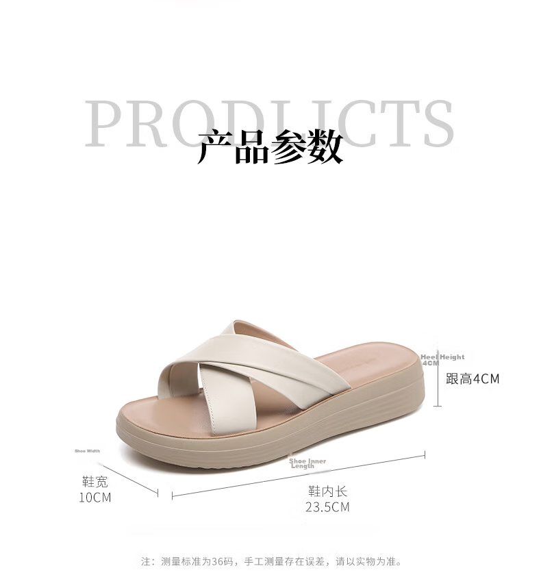 Red Dragonfly Women's Slippers Outdoor Thick Sole Wedge Roman Sandals Soft Leather Flat Sandals WTK251591 Black Size 38 7