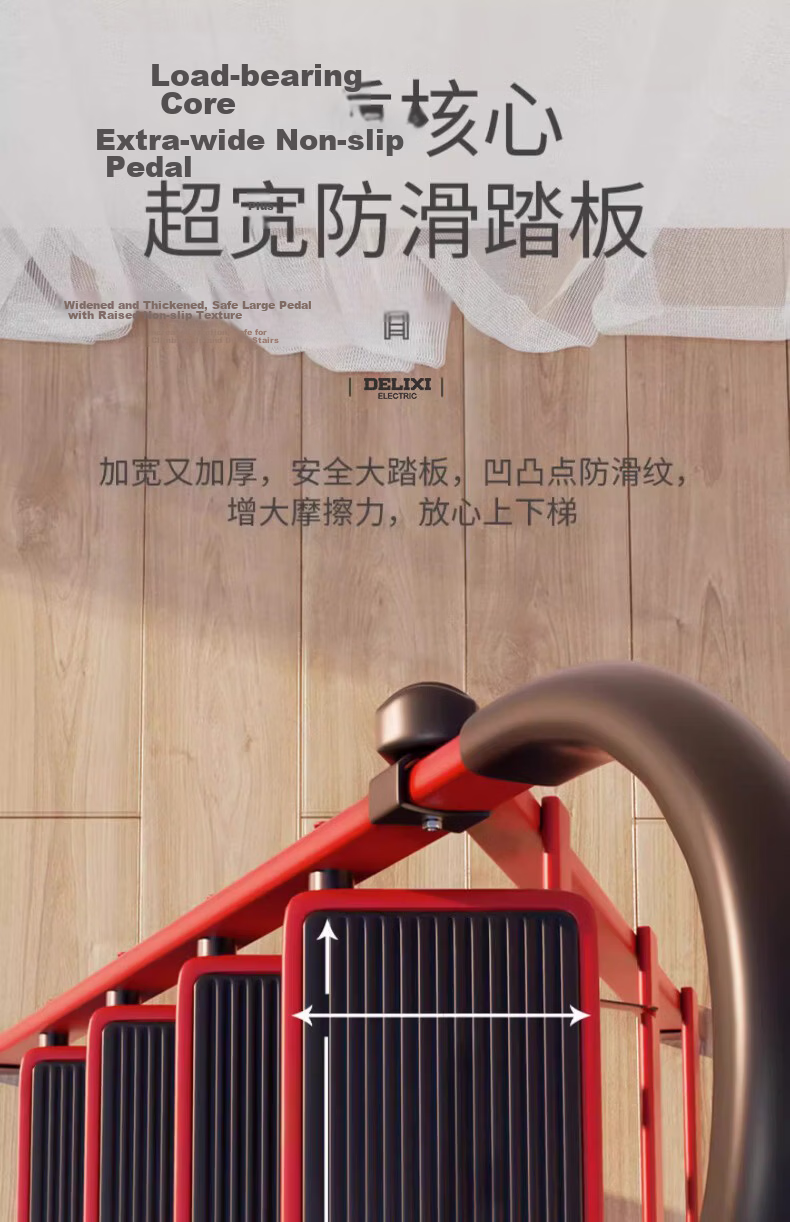 DELIXI Electric Household Ladder Multifunctional Folding Ladder Thickened Non-Slip Steps Handrail Off-White A-Frame Ladder 5 Steps 10