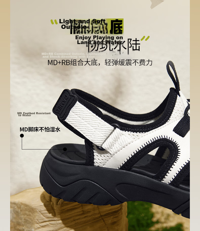 CAMEL Women's Outdoor Hollow Mesh Ugly Cute Sandals Thick Sole Creek Shoes L25M076036 Black Size 37 13