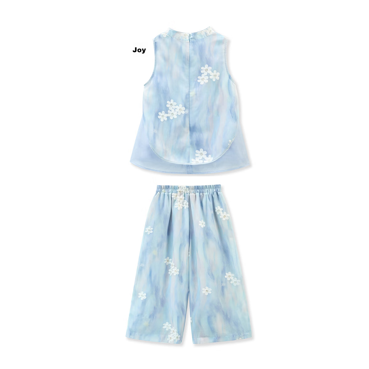 ASK JUNIOR Chinese Style New Summer Children's Set Qipao Collar Top Girls Draped Straight Pants 8