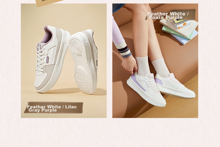 361° Qinghe 2 New Trendy Platform Leather Casual Sneakers Women's White Shoes 682636618-4 4
