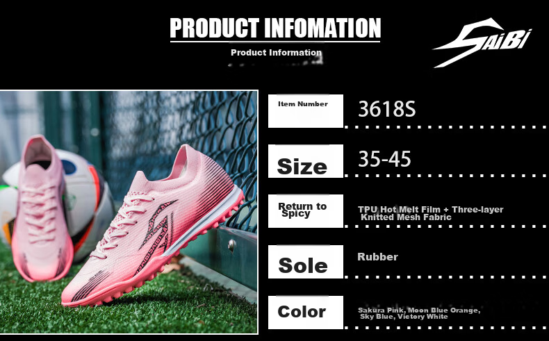SAIBI Men's Soccer Shoes TF Turf Studs Adult Youth Student Professional Training Competition Shoes 3618S Blue Size 43 9