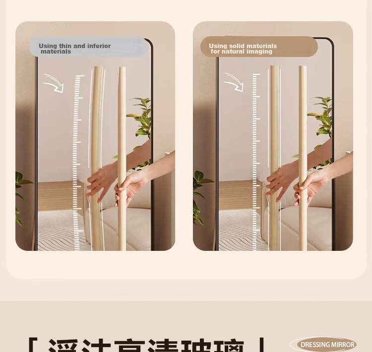 Anerya Full-Length Floor Mirror Aluminum Alloy Dressing Mirror 40x150cm for Home Bedroom Dorm Wall-Mounted 7