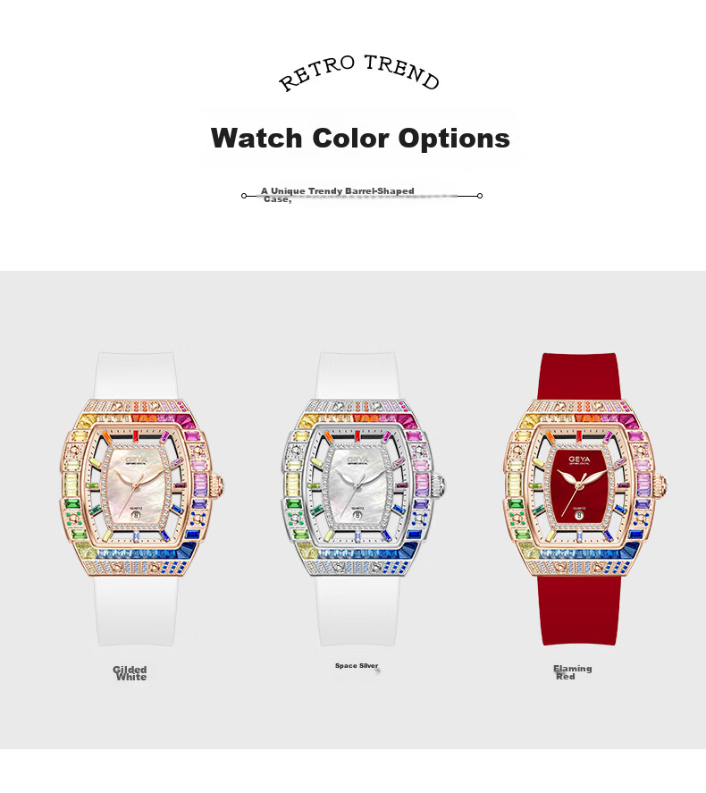 GEYA Women's Luxury Colorful Diamond Waterproof Quartz Watch Birthday Gift for Women 10