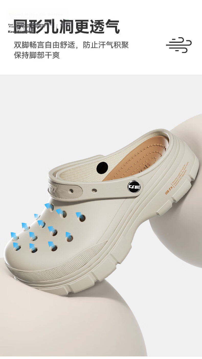 Warrior Official Women's Summer 2026 Holey Sandals Soft Sole Thick Bottom Slippers White Purple Size 37 4