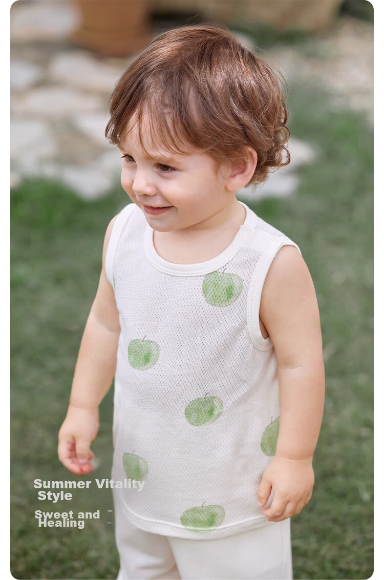 Babylove Baby Boys and Girls Summer Cotton Sleeveless Vest Breathable Mesh Jacquard T-Shirt 4