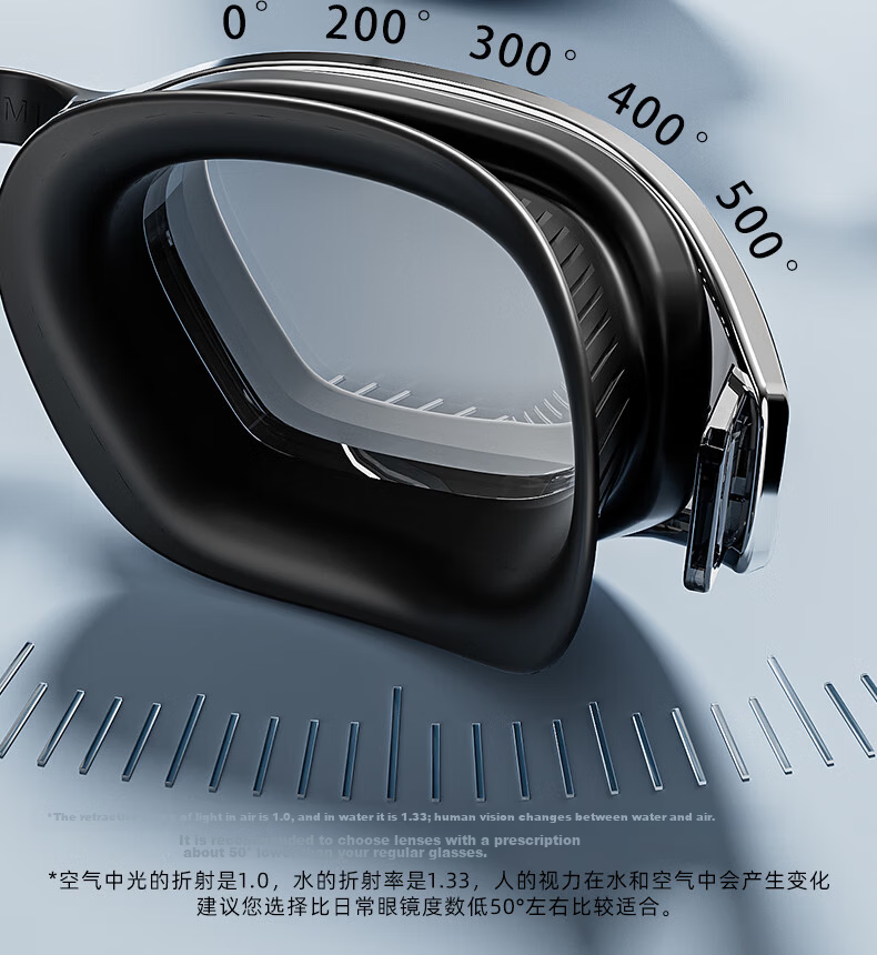 ANTA Ling Tong Eye Racing Prescription Swimming Goggles Professional Anti-Fog Unisex Hacker Light Flow 500° 18